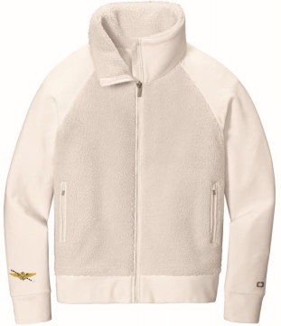Ladies OGIO Sherpa Full Zip Fleece Ivory Snow Jacket with Pilot Wings & Hook